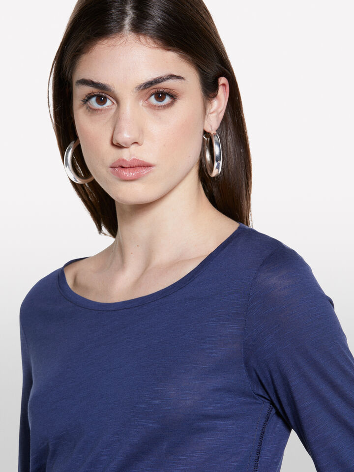 T-shirt bleu foncé à manches longues - null - Bleu Foncé | Sisley image number 5